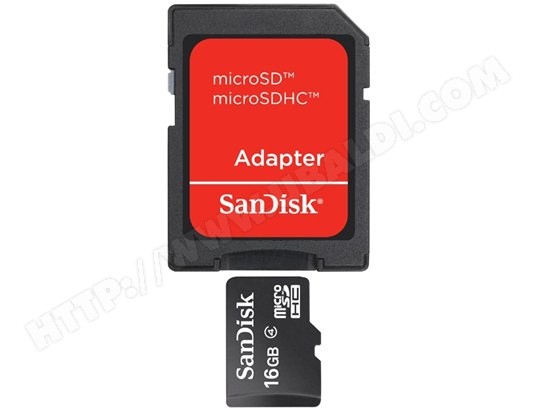 Carte mémoire 16 Go SANDISK Micro SD 16 Go + adaptateur SD